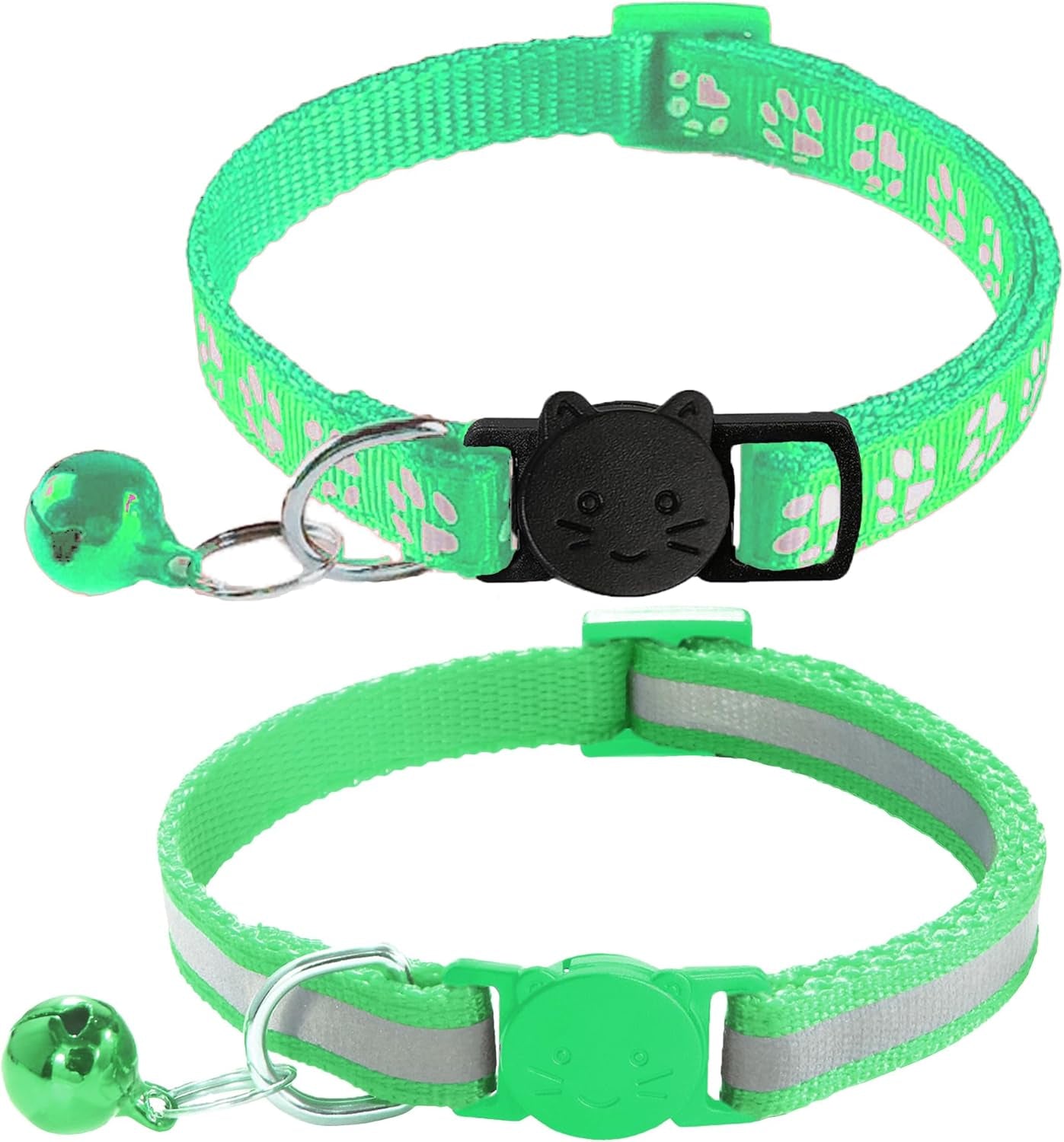 2 Pack Breakaway Cat Collars with Bells, Reflective Design and Claw Print Design, Safety Buckle Kitten Collars Adjustable from 7.5 to 12.5 Inches (Sky Blue)