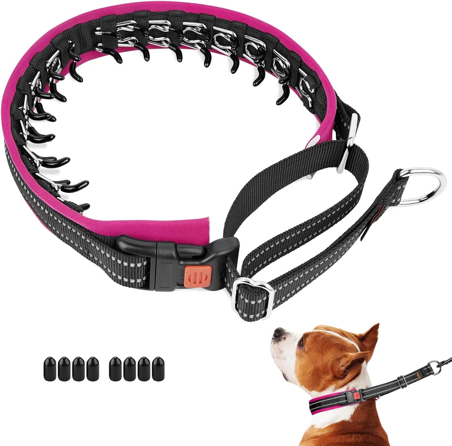 No Pull Dog Collar, Patented Martingale Collar for Small Medium Large Dogs with Buckle and Heavy Duty Nylon for Walking Training Hunting, Safe and Easy to Use(M, Green)