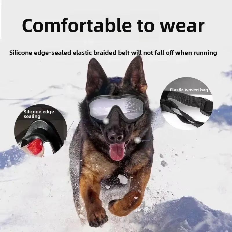 Pet Goggles Adjustable anti UV Glare Windproof Sunglasses for Dogs Outdoor Hiking Running Beach All Breeds Eye Protection Black