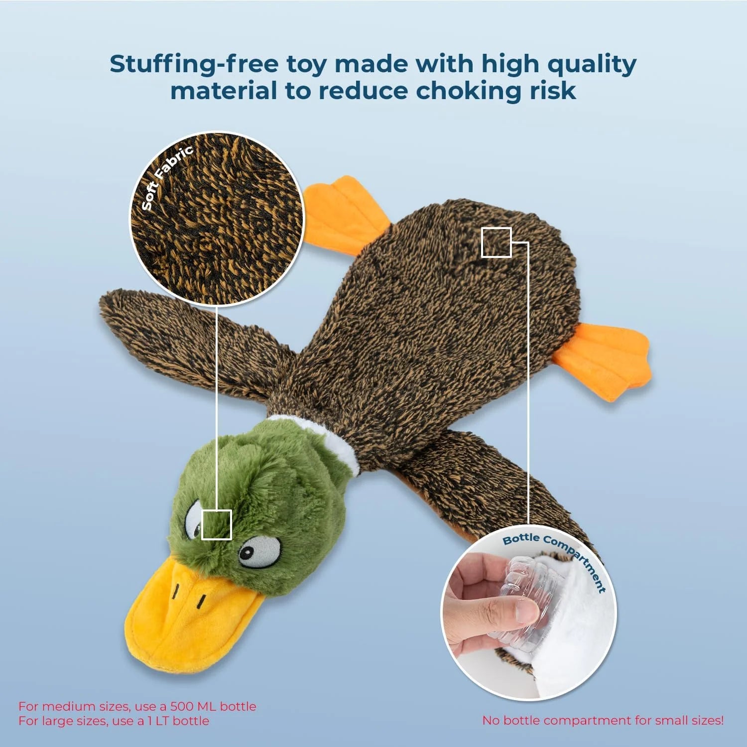 2-In-1 Fun Skin Stuffless Dog Squeaky Toy Pig & Wild Duck, Small