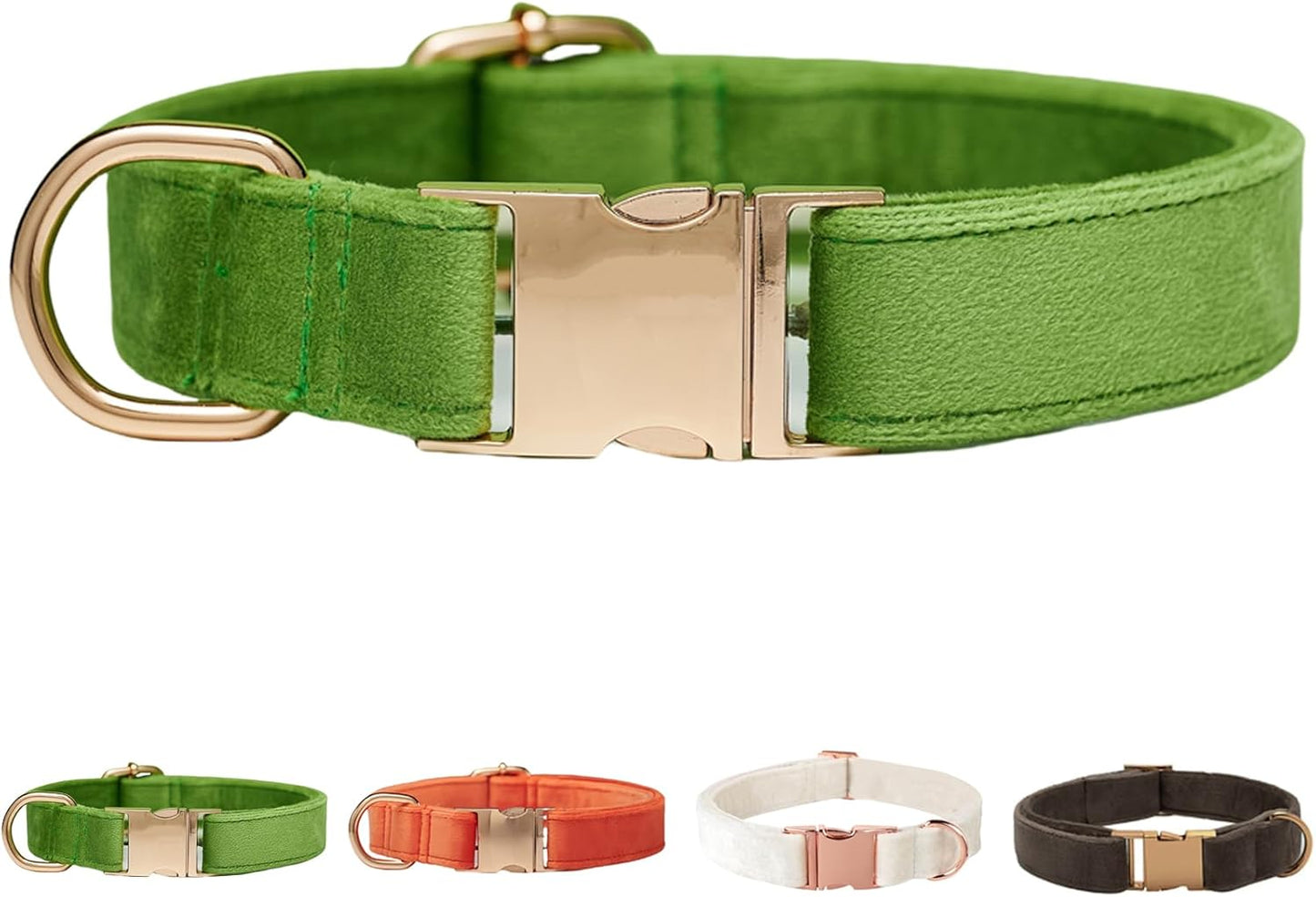 Velvet Dog Collar for Small Medium Dog, Durable Soft Velvet, White Green Orange Brown for Girl Boy, Adjustable Metal Buckle Puppy Collar Suitable for Running, Playing and Weddings. (Brown, XS)
