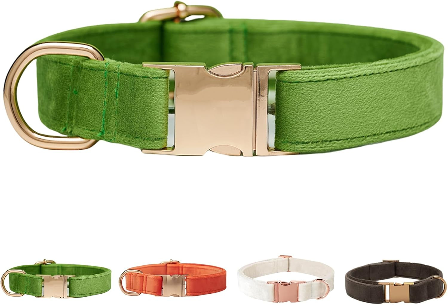 Velvet Dog Collar for Small Medium Dog, Durable Soft Velvet, White Green Orange Brown for Girl Boy, Adjustable Metal Buckle Puppy Collar Suitable for Running, Playing and Weddings. (Brown, XS)