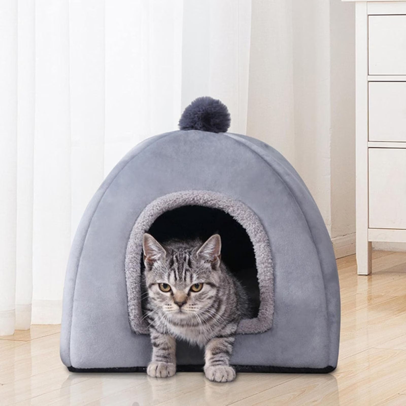 Cats House Waterproof Indoor Cat House Foldable Warm Pet Cave for Winter Tent Bed Anti-Slip Kitten Cave for Feral Cat Dog Puppy Weatherproof