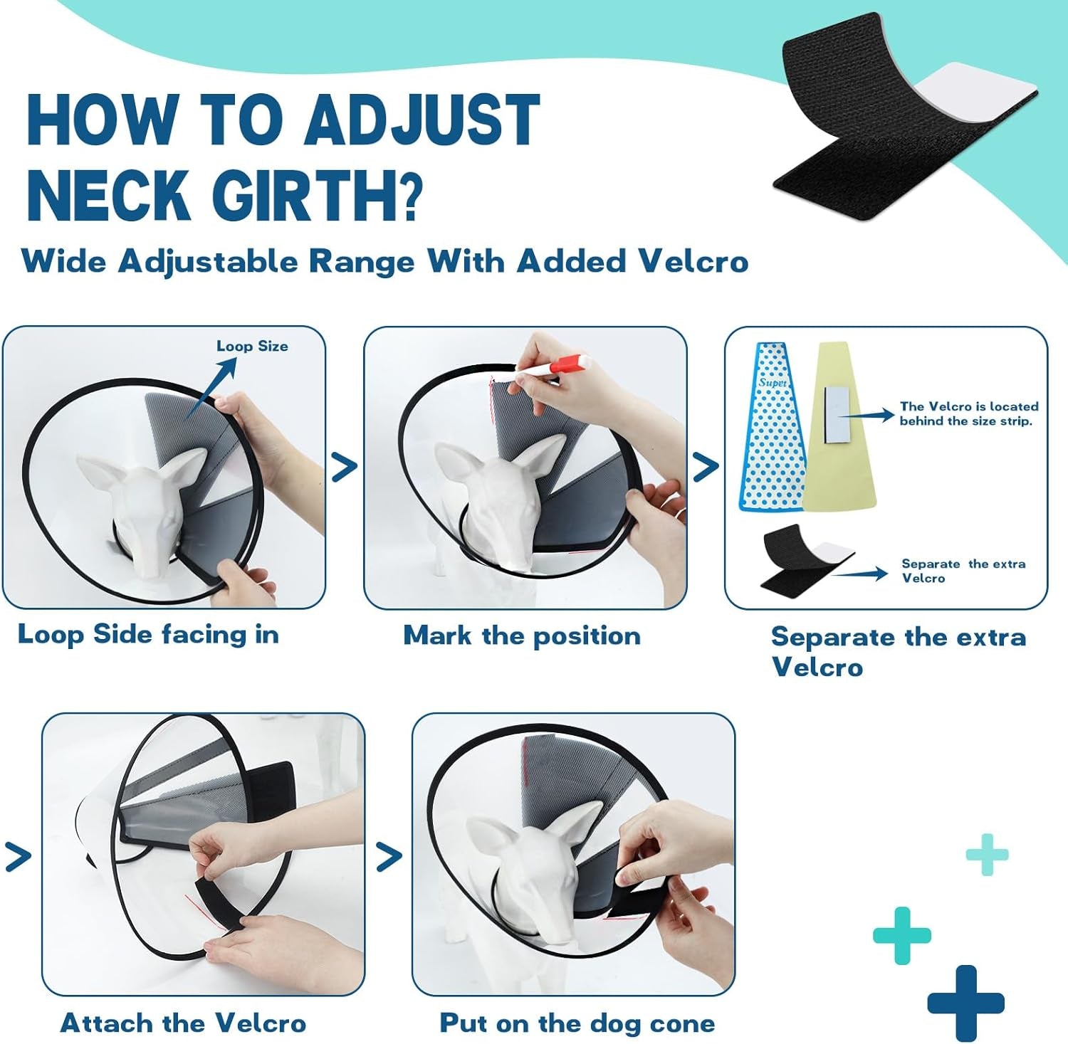Dog Cone Collar Adjustable after Surgery, Comfortable Pet Recovery Collar & Cone for Large Medium Small Dogs, Elizabethan Dog Neck Collar Plastic Practical （L）