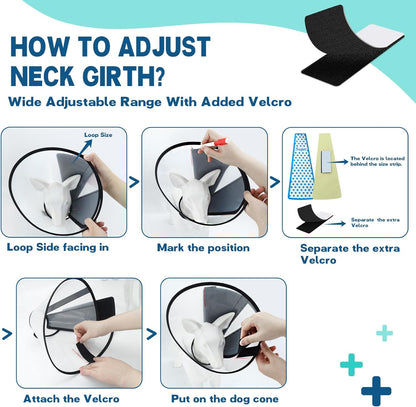 Dog Cone Collar Adjustable after Surgery, Comfortable Pet Recovery Collar & Cone for Large Medium Small Dogs, Elizabethan Dog Neck Collar Plastic Practical （L）