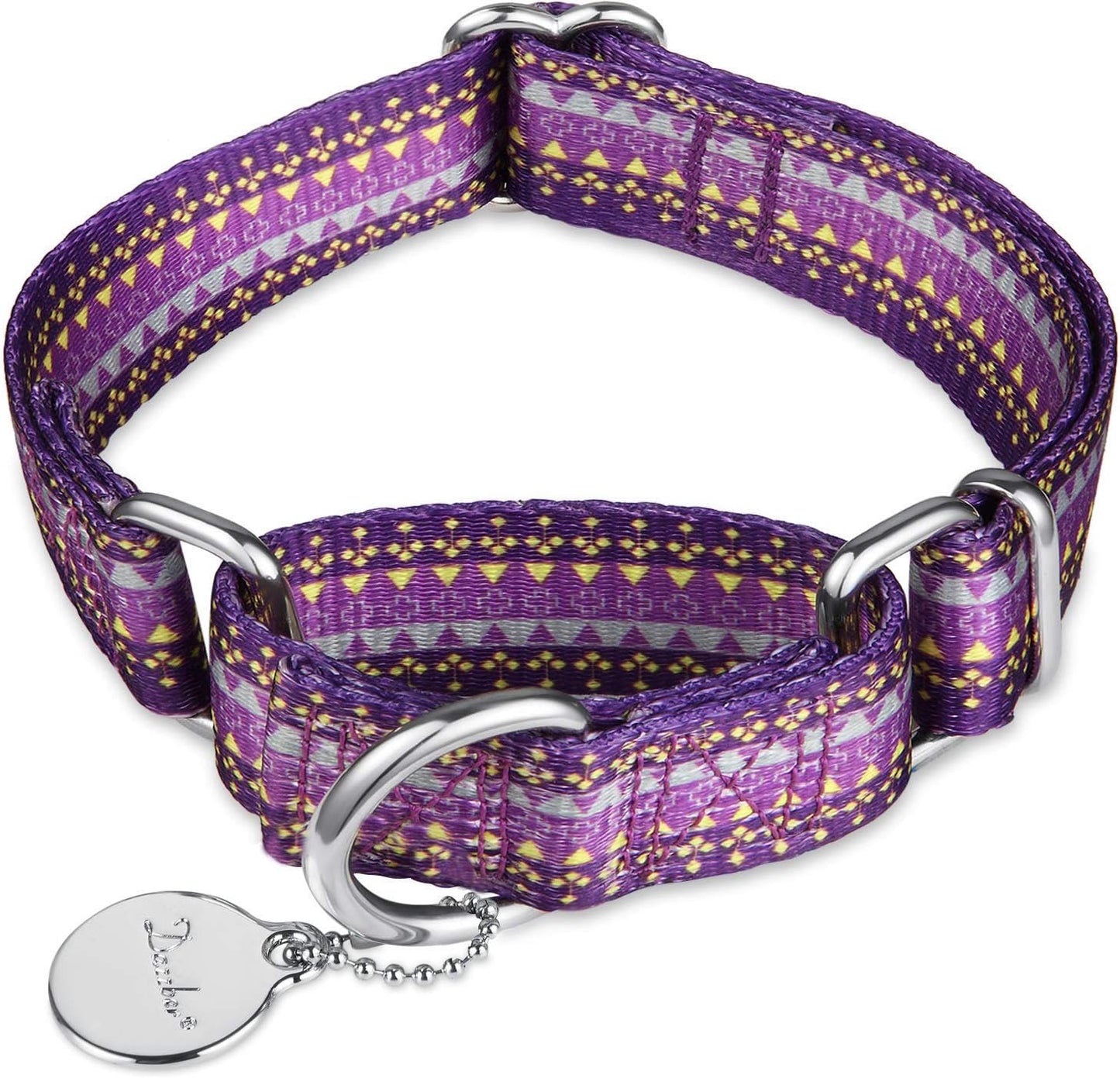 Martingale Dog Collar No Pull Pet Collar Heavy Duty Dog Martingale Collars Silky with Unique Geometric Pattern for Medium and Large Dogs (Large, Turquoise)