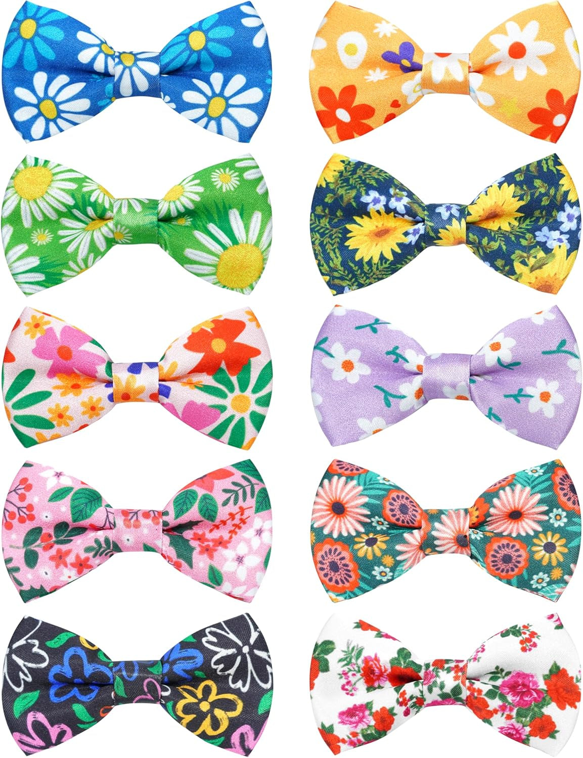 10 Pack Plaid Small Dog Bow Ties Sliding Collar Attachments Puppy Cats Classic Bowties for Medium Dogs Rainbow Bowknots Christmas Party Holiday Pet Grooming Accessories(Small)