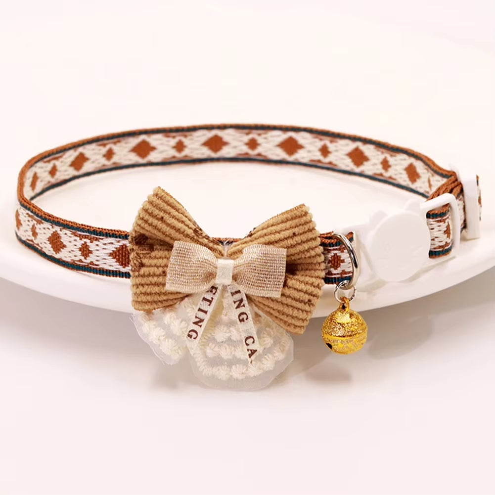 8 Colors Cute and Versatile Adjustable Durable with Bells Pet Collars Necklaces Positioning Pets Cats Dogs Party Photos Props