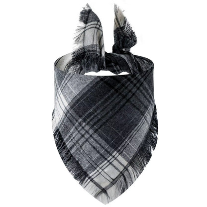 Plaid Tassel Dog Bandana Pet Triangular Scarf Pet Dog Cat Scarf Dog Supplies Photo Prop Stuff Bib Cat Puppy Accessories