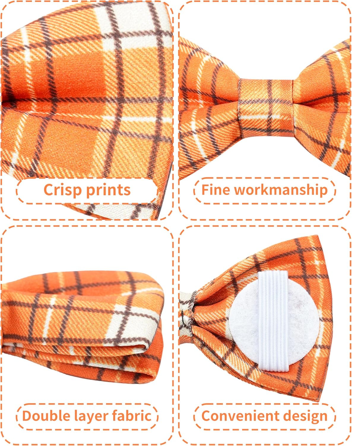 10 Pack Plaid Small Dog Bow Ties Sliding Collar Attachments Puppy Cats Classic Bowties for Medium Dogs Rainbow Bowknots Christmas Party Holiday Pet Grooming Accessories(Small)