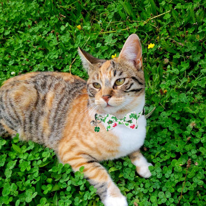 St. Patrick'S Day Cat Collars with Bow Bell, Green Shamrock Pattern Kitten Collar with Removable Bowtie, Pet St Patricks Collars for Cats Kittens (St. Patrick'S Day)