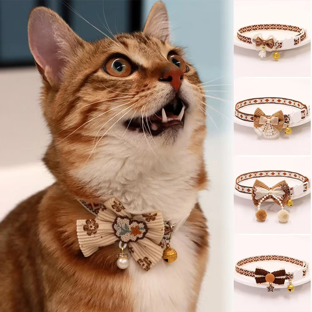 8 Colors Cute and Versatile Adjustable Durable with Bells Pet Collars Necklaces Positioning Pets Cats Dogs Party Photos Props