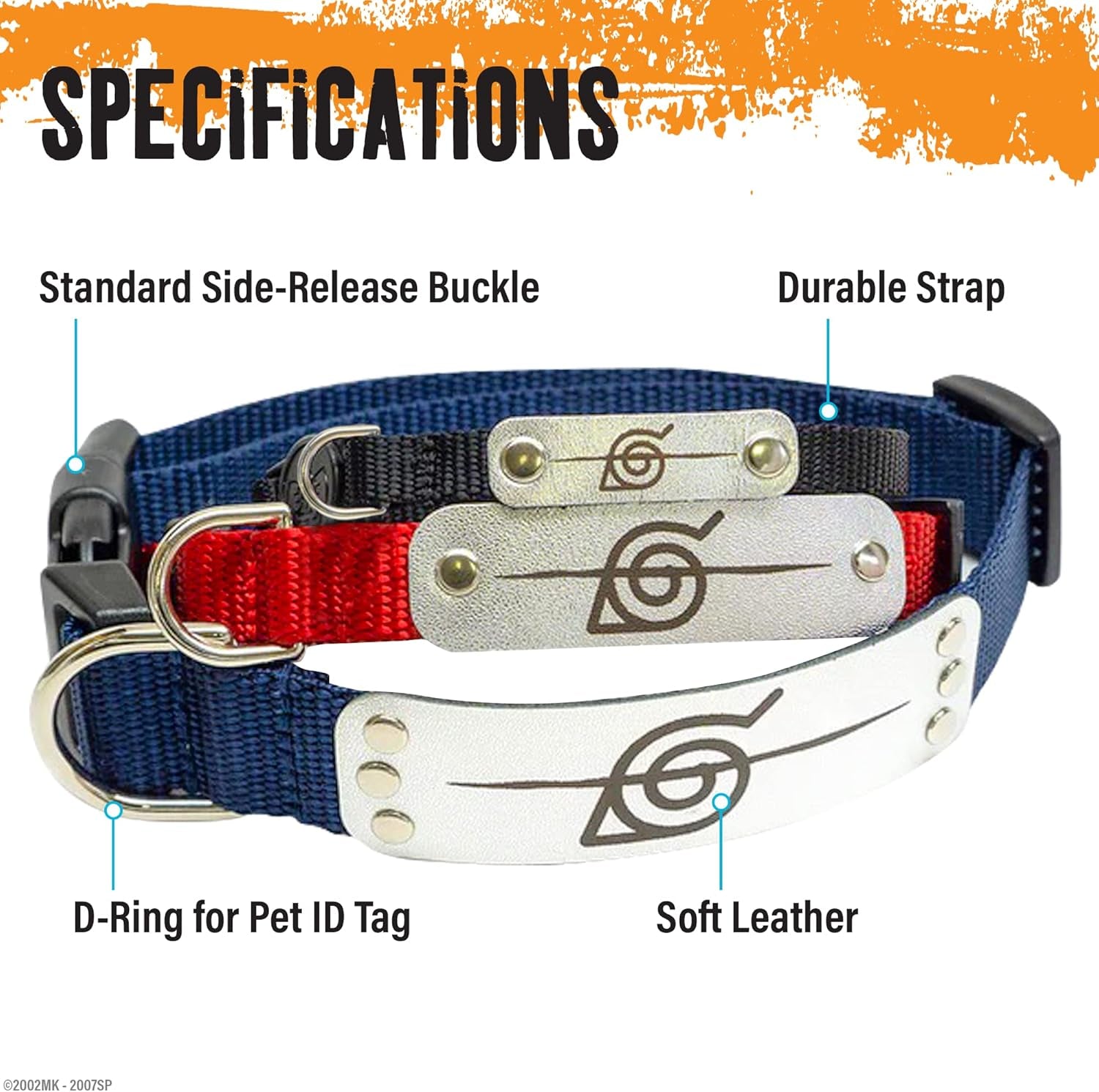 Naruto Dog Collar for Large Dogs, Medium, Xs/Small Puppy Collars – Officially Licensed Naruto Shippuden Hidden Leaf Village Anime Dog Collar, Naruto Gifts Pet Collar for Dogs Navy Rogue, MED