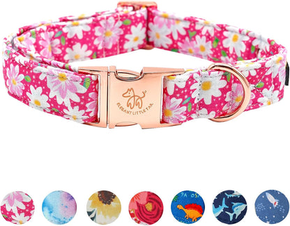 Dog Collar, Sunflower Pattern Pet Collar Durable Cute Dog Collars Summer Fall Female Pet Gift Adjustable Dog Collar for Medium Dogs
