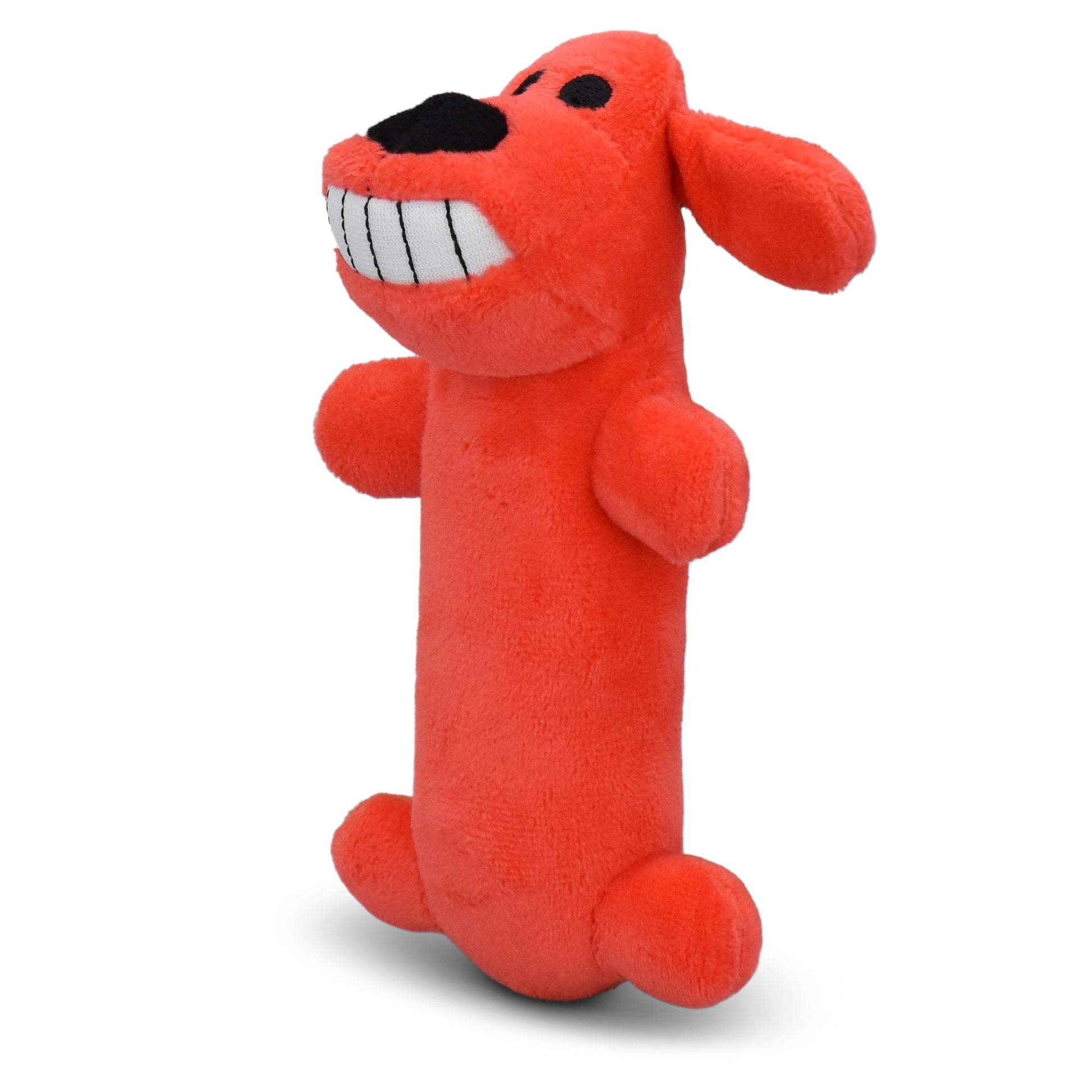 Smiling Loofa Plush Dog Toy with Squeaker, 6 Inch