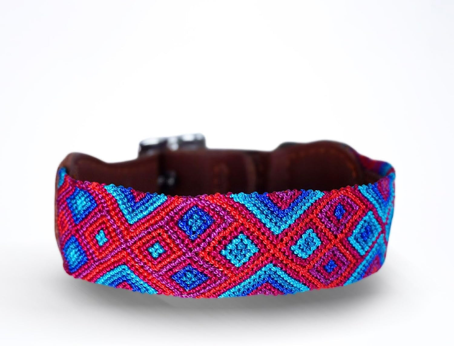 Premium Leather Dog Collar - Adjustable Handcrafted Collar for Small to Large Dogs (Blue/Green, L)