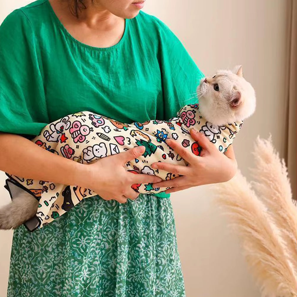 Cat Restraint Wrap Self-Adherent Cat Grooming Wrap Anti-Bite Anti-Scratch Anti-Escape Cat Swaddle Wrap for Cats and Dogs
