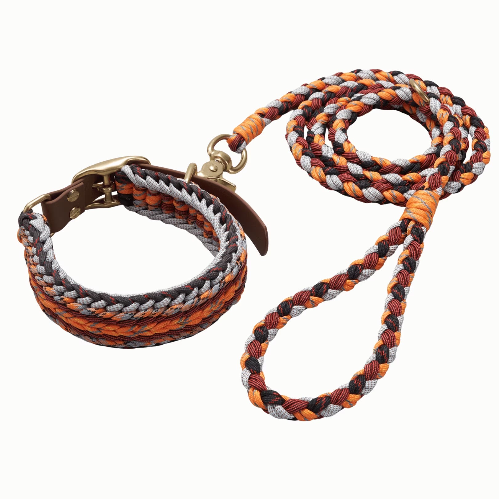 Adjustable Dog Collar and Leash Set, Reflective Collars with Brass Buckle and D-Ring for Large Dogs Walking and Training