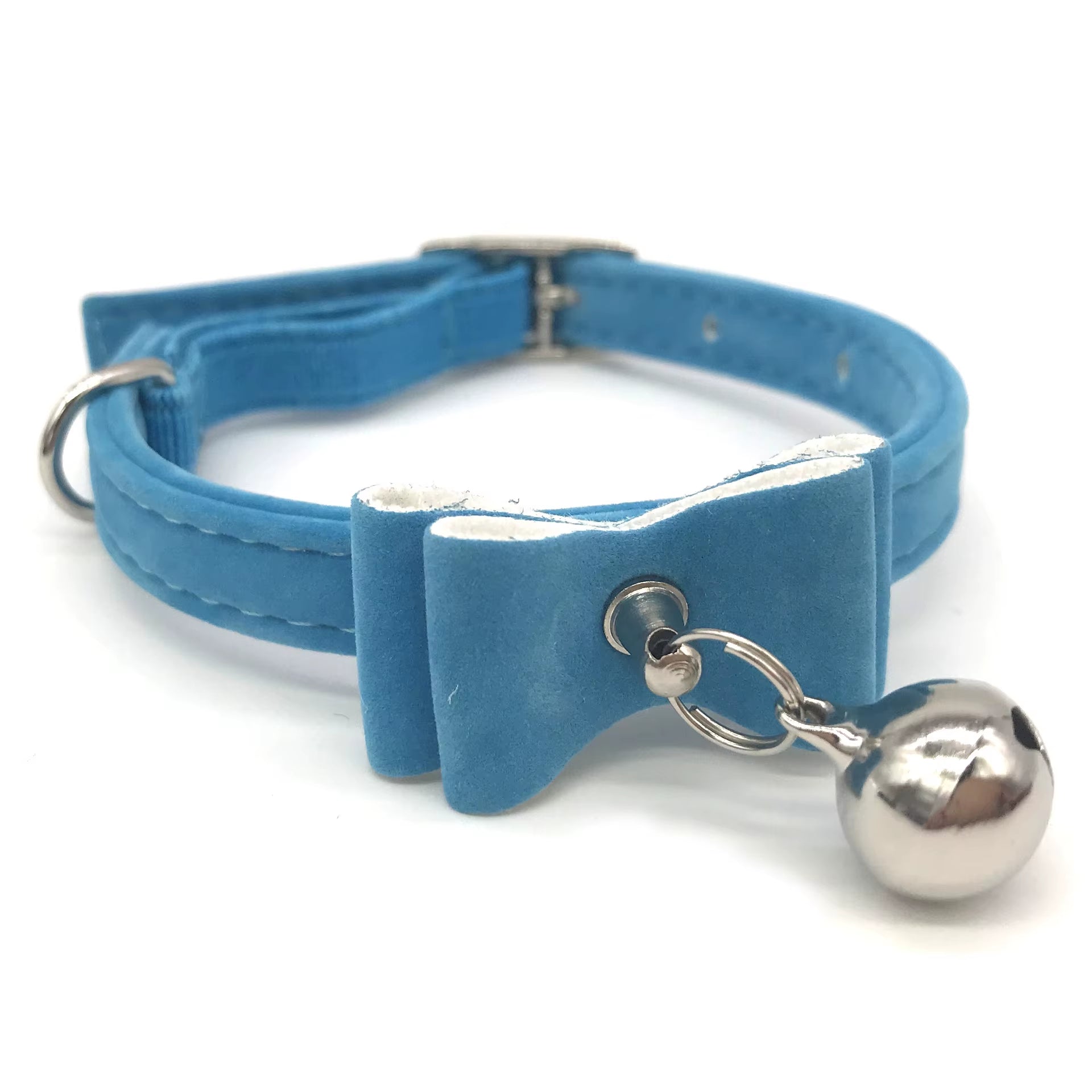 Safety Elastic Cat Collar Bowtie with Bell Small Dog Cat Collar Safe Soft Velvet 6 Colors Kitten Bow Tie Necklace Pet Supplies