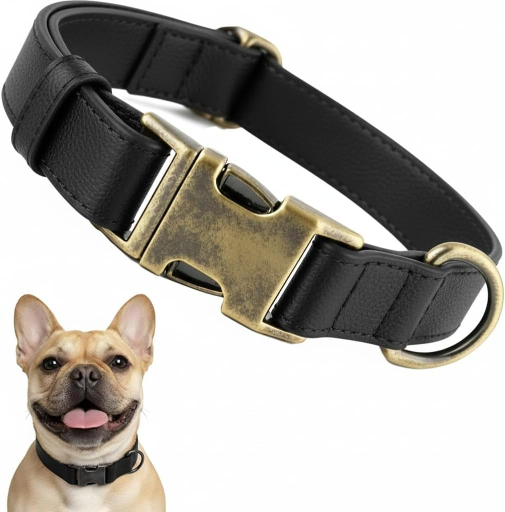 Dog Collars for Medium Dogs Silicone Leather Dog Collars Soft Flexible Waterproof Odor-Proof Durable Thick Classic Adjustable Pet Puppy Collar (Green, Medium (12.5-20" Neck))