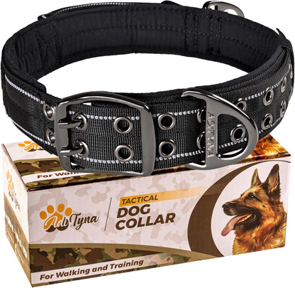 Heavy Duty Dog Collar for Large Dogs - Reflective Collar with Handle for Training, and Walking - Wide, Thick, Tactical, Soft Neoprene Padded