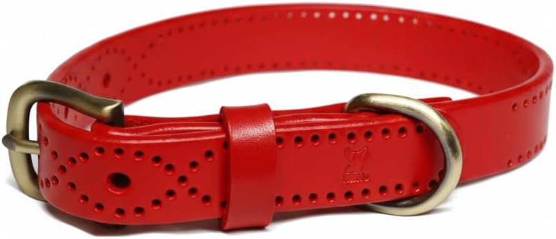 Genuine Leather Dog Collar - Perforated, Quick Release Buckle,