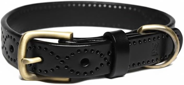 Genuine Leather Dog Collar - Perforated, Quick Release Buckle,