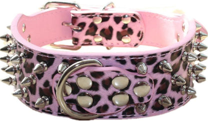 Spiked Studded Dog Collar, PU Leather Dog Collar, Adjustable Pet Collars for Medium or Large Breed Pet (L, Gold Brown2)