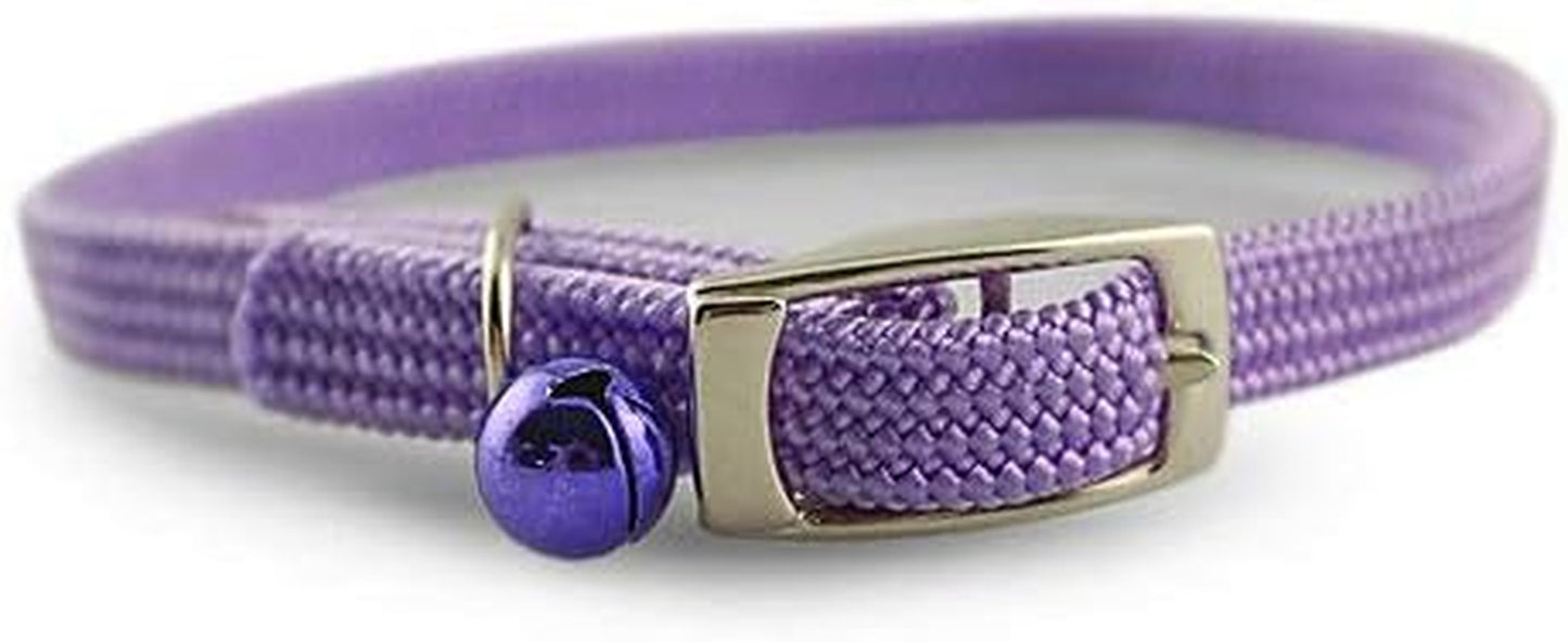 Kool Kat Elastic Cat Safety Collar with Bell, Green, 10"