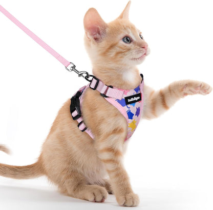 Cat Harness and Leash for Walking, Escape Proof Soft Adjustable Vest Harnesses for Cats, Easy Control Breathable Reflective Strips Jacket, Black, XS