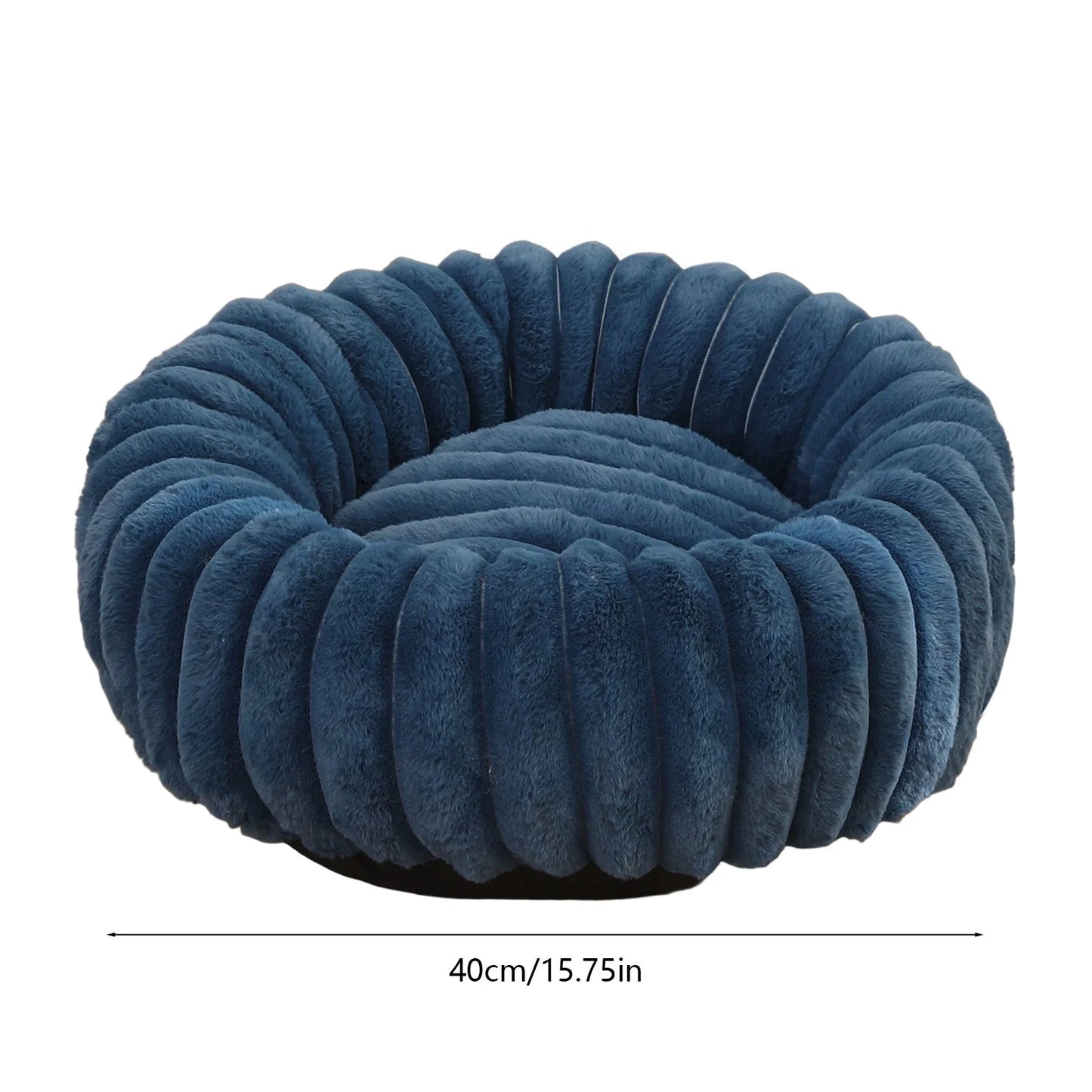 High Pile Plush round Pet Bed Kennel Mat Extra Warm Dog Cat Bed with Raised Edge for Small Medium Pets