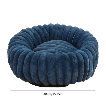 High Pile Plush round Pet Bed Kennel Mat Extra Warm Dog Cat Bed with Raised Edge for Small Medium Pets