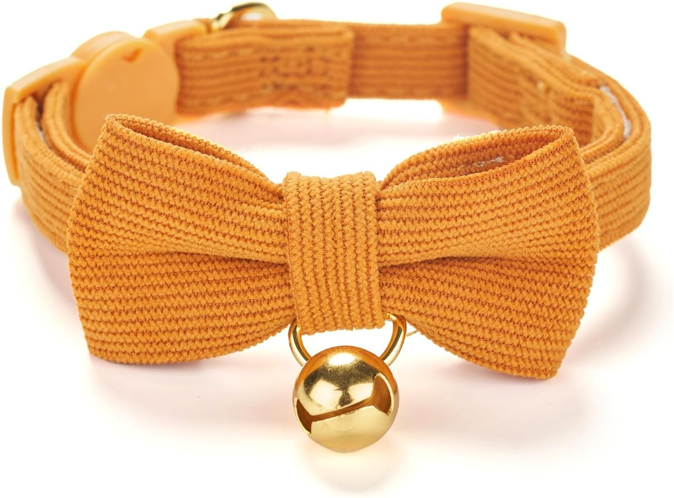 Cotton Breakaway Cat Collar with Bow Tie and Bell, Adjustable Cute Soft Corduroy Kitten Collars for Girl Cats