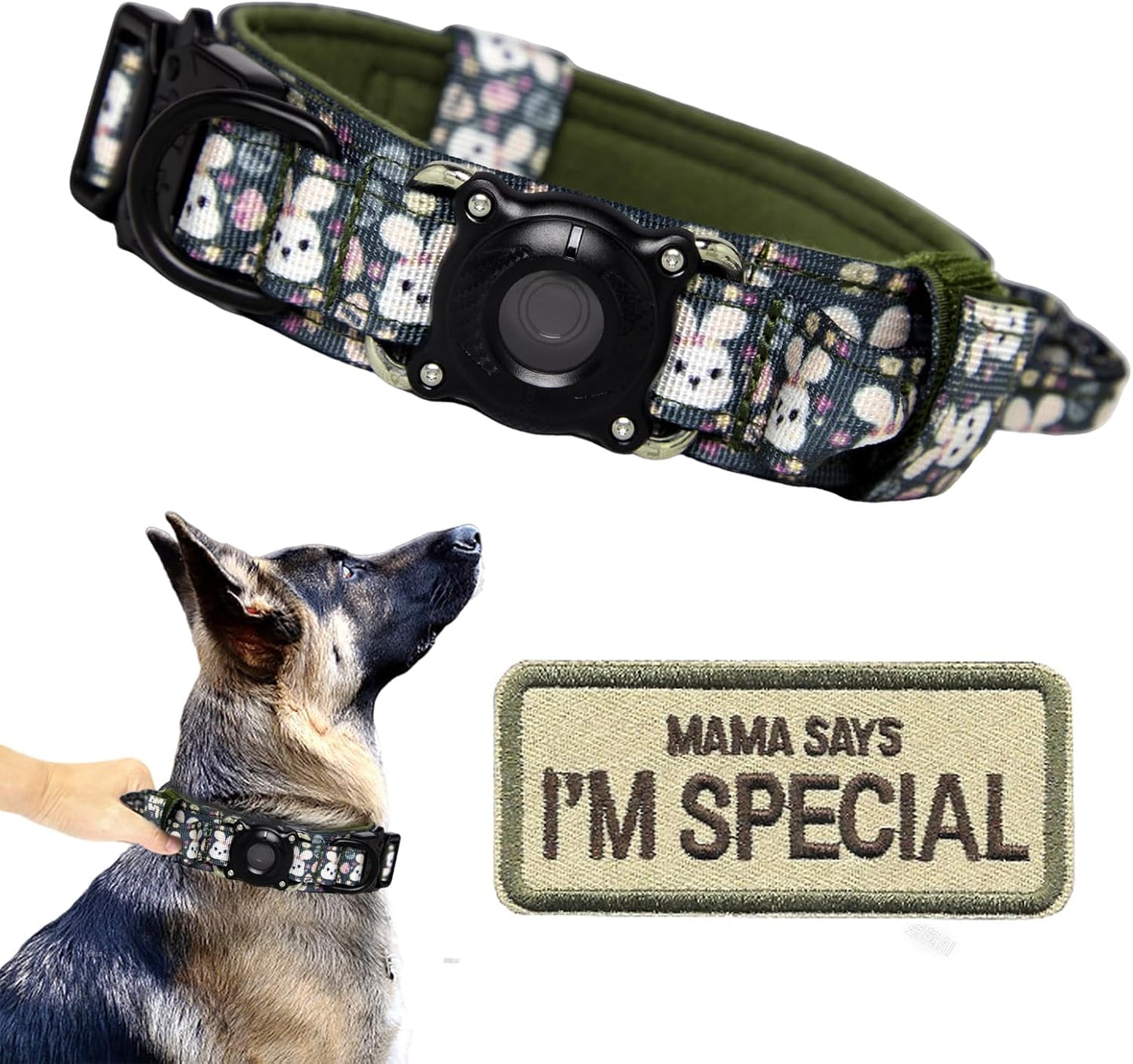 Tactical Dog Collar Adjustable Military Nylon Dog Collar with Control Handle and Heavy Duty Metal Buckle for Medium and Large Dogs (Brown,M)