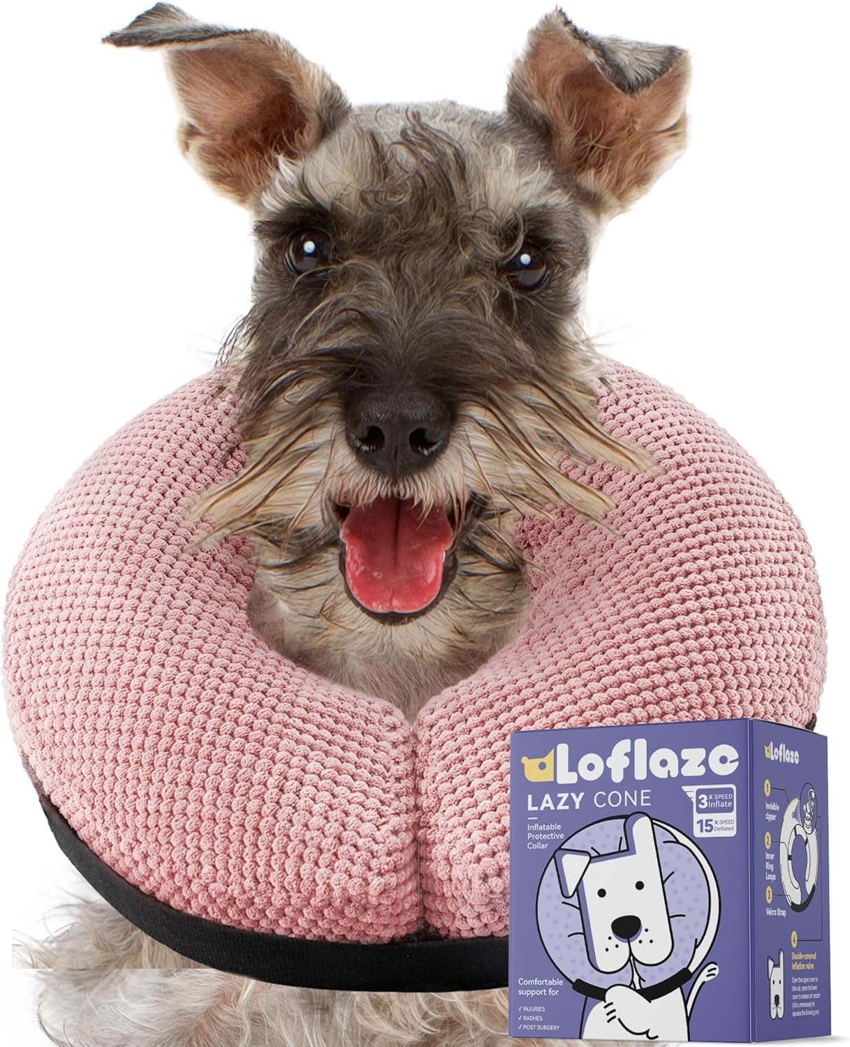 Soft Inflatable Dog Cone for Large Medium Small Dogs Cats - Neck Donut, E Collar Alternatives for Recovery
