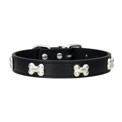 New Bone Leather Durable Pet Dog Collars Puppy Pug Collars for Small Large Dog Puppy Neck Collar GXQ13