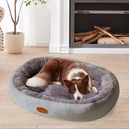 Oval Pet Bed Orthopedic Bed Fleece Warmth Pet Pad for Cat & Small Dog