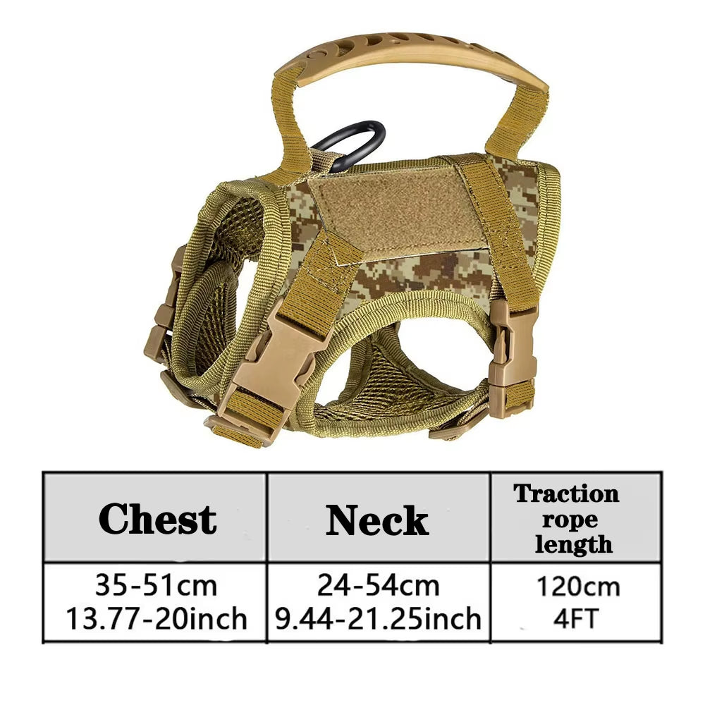 Tactical Cat Dog Harness Leash for Working Adjustable Pet Vest Harness Soft Mesh Training Puppy Straps with Handle for Large Cat