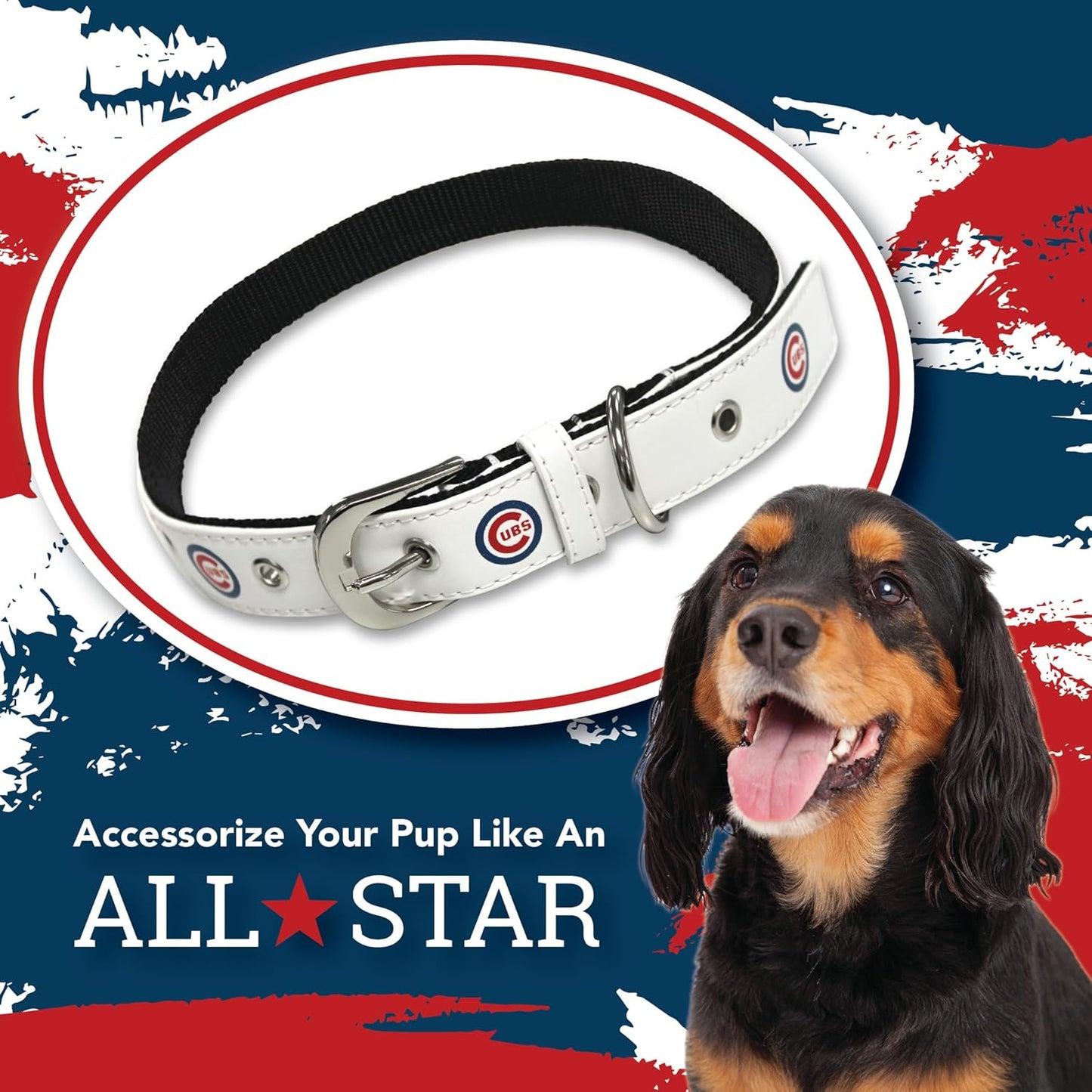 MLB Dog Collar Chicago Cubs New Signature PRO Pvc-Leather Premium Pet Collars Extra Tough & Durable! Super Stylish! Size: Medium Adjustable 16-20" Length X 1" Width