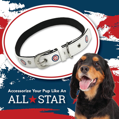 MLB Dog Collar Chicago Cubs New Signature PRO Pvc-Leather Premium Pet Collars Extra Tough & Durable! Super Stylish! Size: Medium Adjustable 16-20" Length X 1" Width