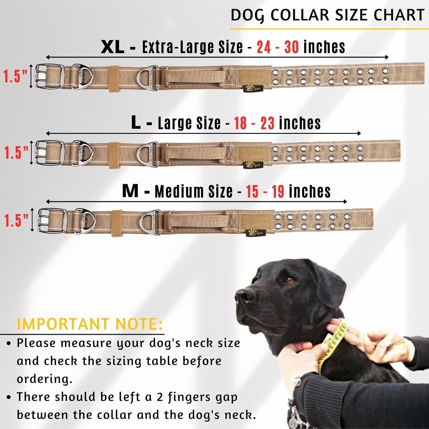 Heavy Duty Dog Collar for Large Dogs - Reflective Collar with Handle for Training, and Walking - Wide, Thick, Tactical, Soft Neoprene Padded