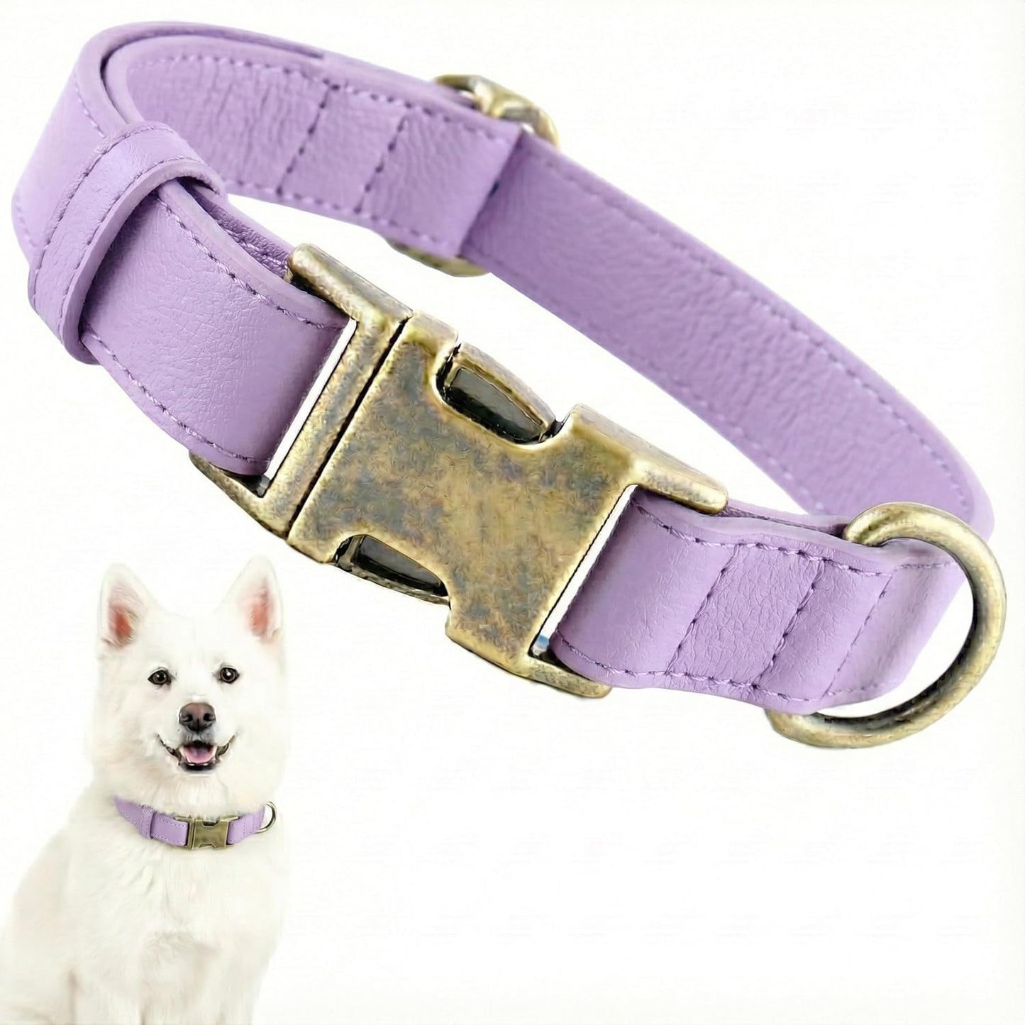 Dog Collars for Medium Dogs Silicone Leather Dog Collars Soft Flexible Waterproof Odor-Proof Durable Thick Classic Adjustable Pet Puppy Collar (Green, Medium (12.5-20" Neck))
