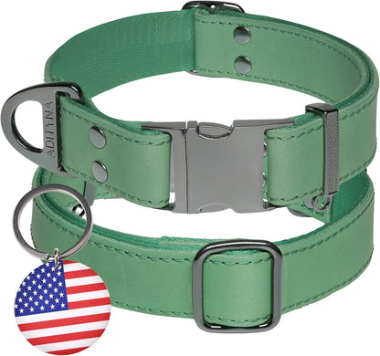 Leather Dog Collar with Metal Buckle - Heavy-Duty, Adjustable for Medium & Large Dogs - Walking, Training, Hiking (Brown, Fits 15-21" Necks)