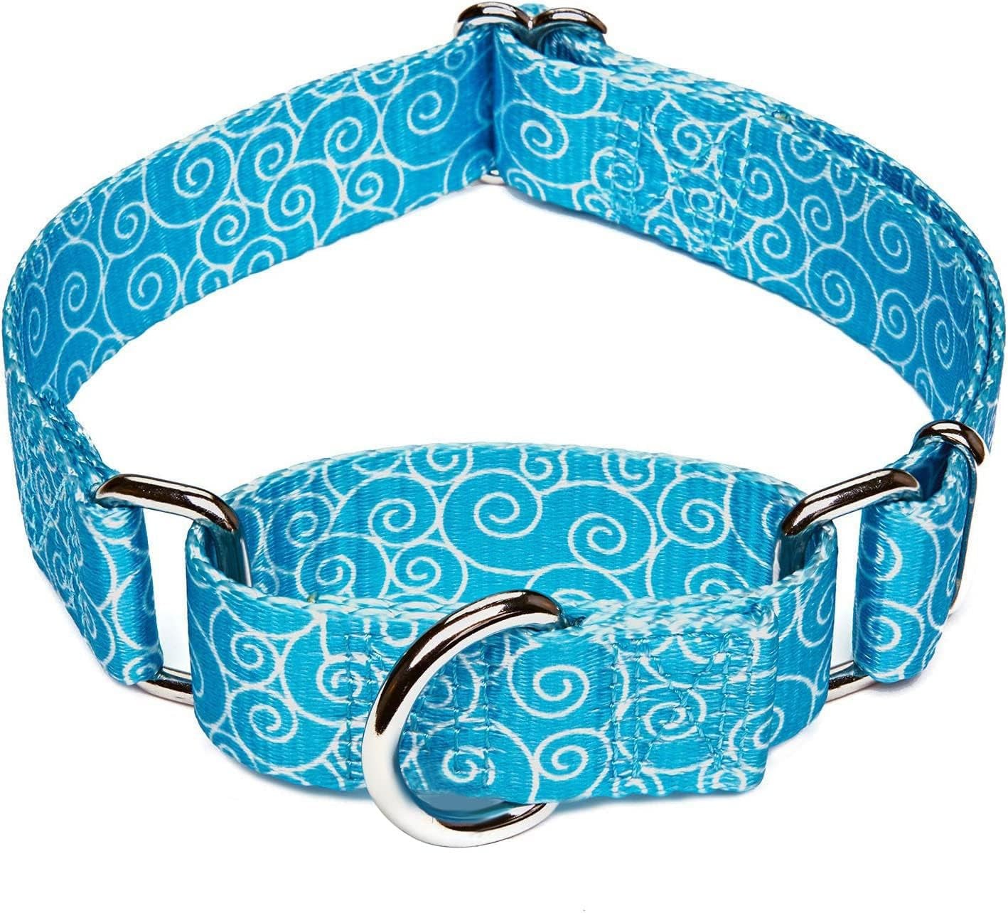 Martingale Dog Collar No Pull Pet Collar Heavy Duty Dog Martingale Collars Silky with Unique Geometric Pattern for Medium and Large Dogs (Large, Turquoise)