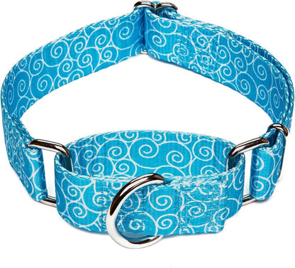 Martingale Dog Collar No Pull Pet Collar Heavy Duty Dog Martingale Collars Silky with Unique Geometric Pattern for Medium and Large Dogs (Large, Turquoise)