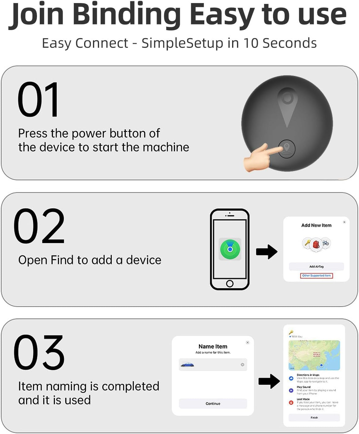 GPS Tracker for Dogs, Smart Collar with Real-Time Location - Pet Location Tracker with Holder, No Monthly Fee/No SIM Card, Works with Ios Find My, Ultra-Slim, IP68 Waterproof, 12-Month Working Time