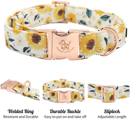 Dog Collar, Sunflower Pattern Pet Collar Durable Cute Dog Collars Summer Fall Female Pet Gift Adjustable Dog Collar for Medium Dogs