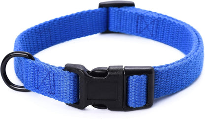 | Genuine Leather Dog Collar | Heavy Duty Canvas Dog Collars with Adjustable Rust-Proof Metal Pin Buckle | Boy Dog Collars for Medium Dogs(Pin Buckle-Turquoise Green)