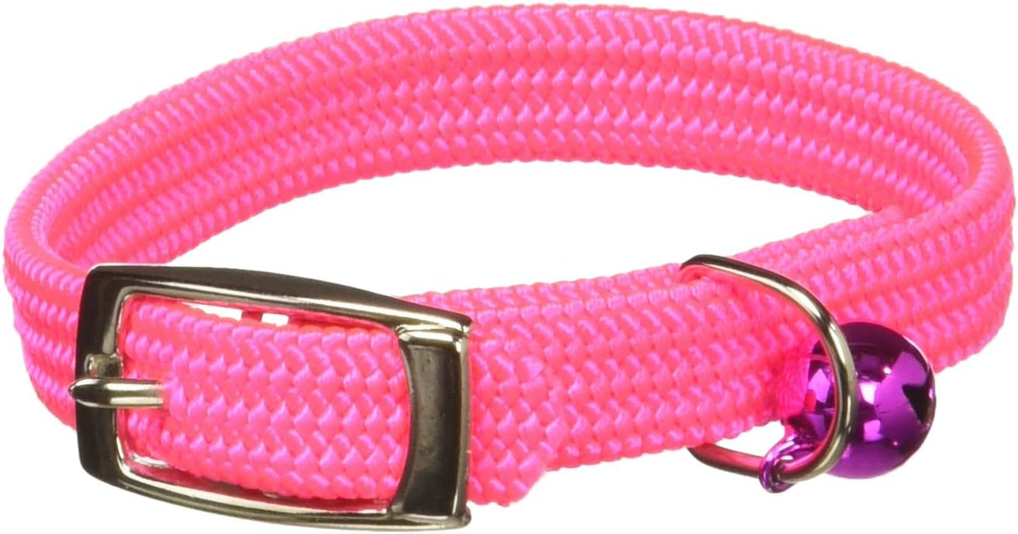 Kool Kat Elastic Cat Safety Collar with Bell, Green, 10"