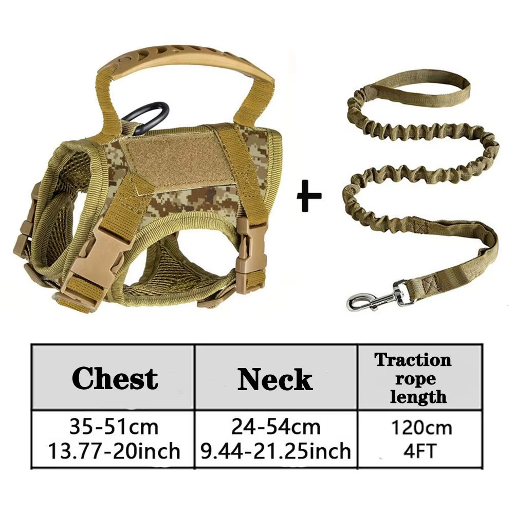 Tactical Cat Dog Harness Leash for Working Adjustable Pet Vest Harness Soft Mesh Training Puppy Straps with Handle for Large Cat
